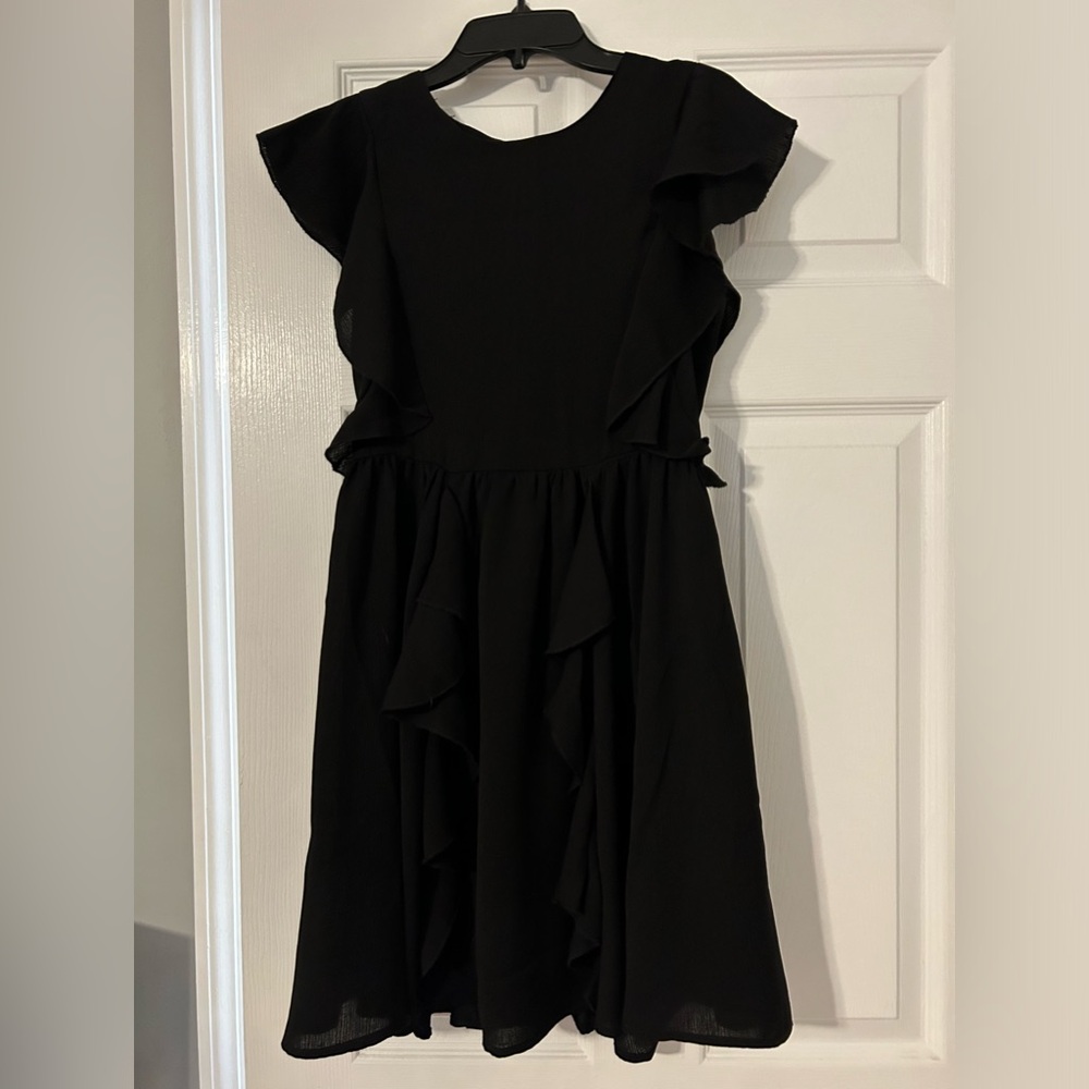 BCBG Girls Flutter Dress Black Size 14 NWT